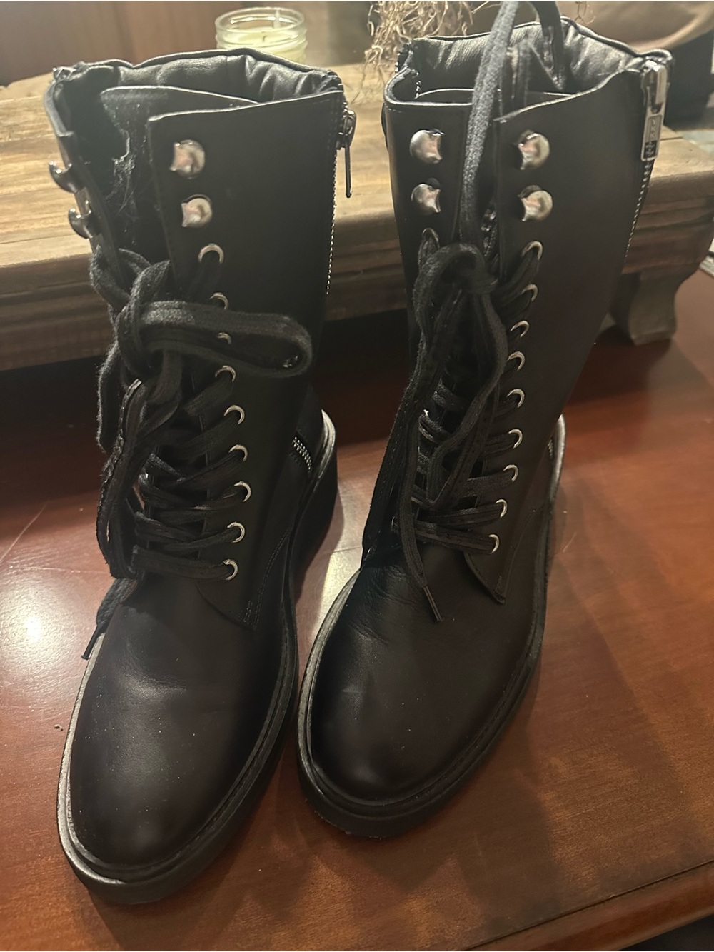 Vintage Foundry Allison Black Lace-Up Combat Boots - Women